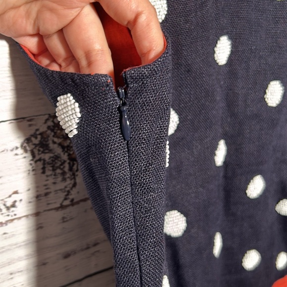 Anthropologie Odille Top Navy White Beaded Polka Dot Size 4 - Picture 12 of 16